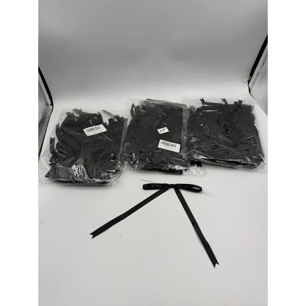 150Pcs Mini Black Satin Ribbon Bows for DIY Craft Party Decoration NIB